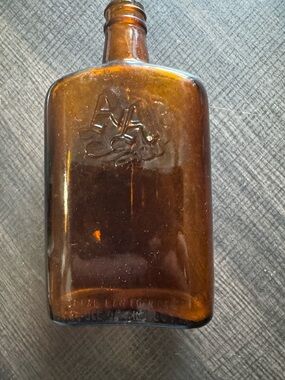 Antique AA brown Liquor Glass Bottle 7 X 3.5 Inches Vintage Collectible
